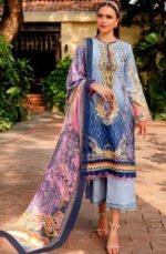 Sky Blue Designer Printed Lawn Unstitched Salwar Kameez