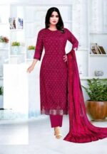 Elegant Maroon Printed Unstitched Salwar Kameez
