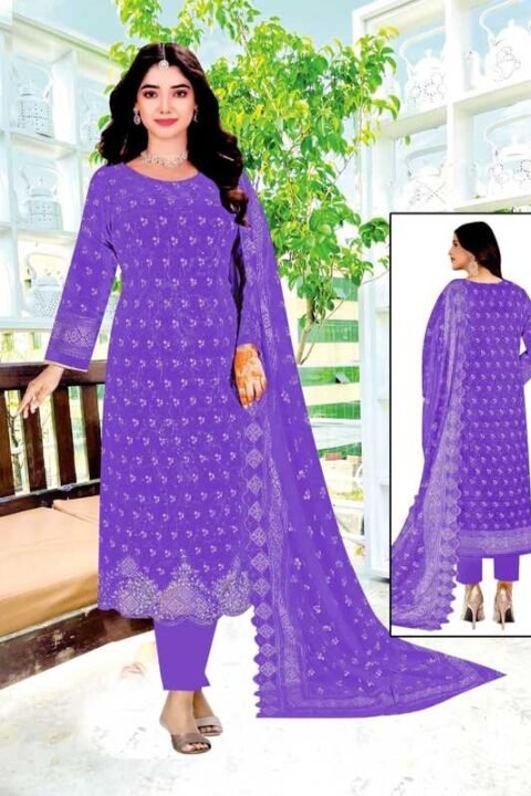 Sky Blue Designer Printed Lawn Unstitched Salwar Kameez