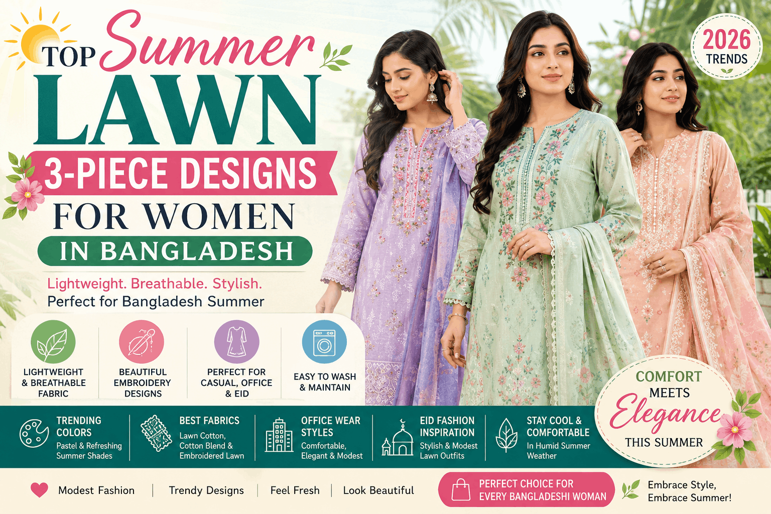Top Summer Lawn 3-Piece Designs for Women