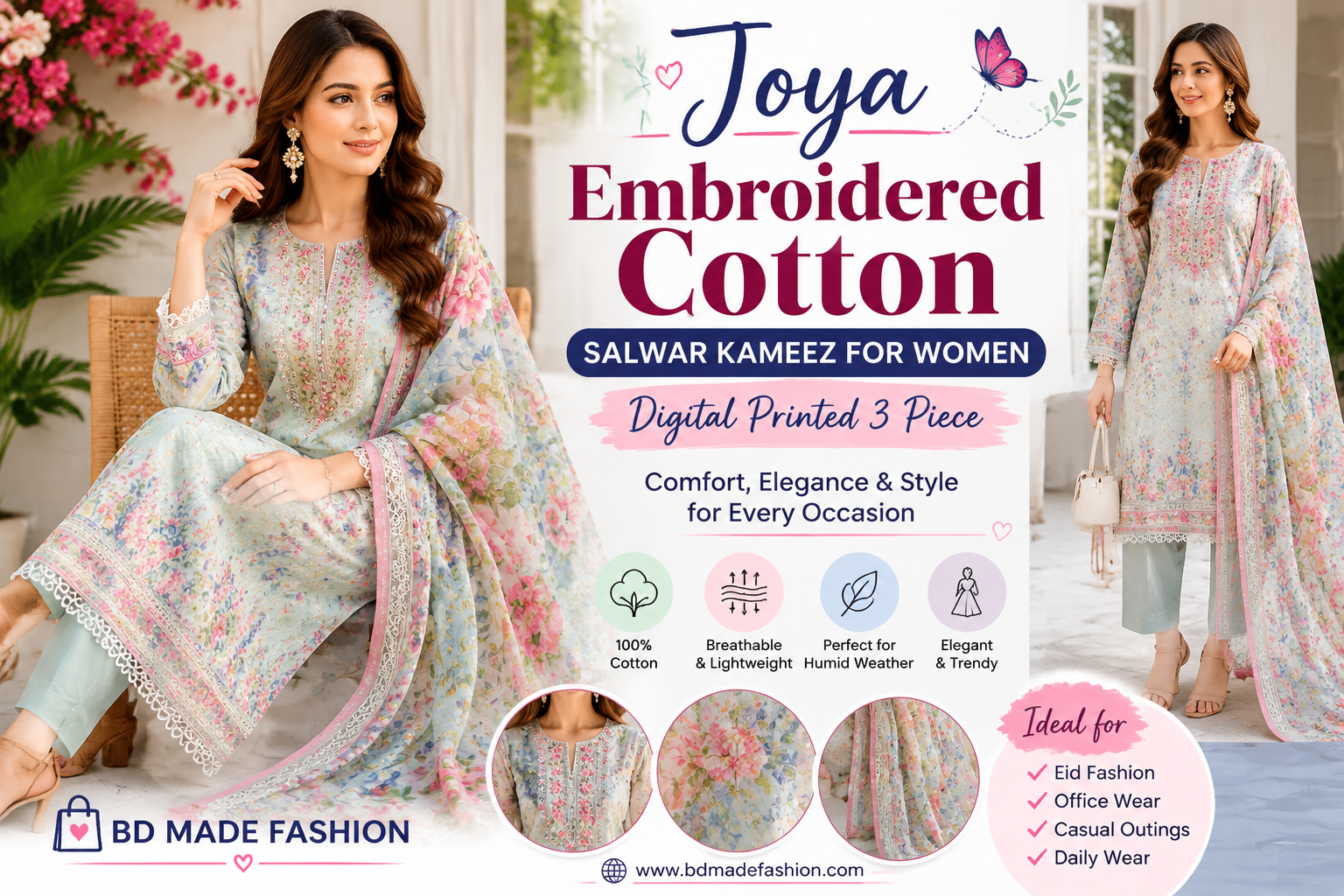 Joya Embroidered Cotton Salwar Kameez