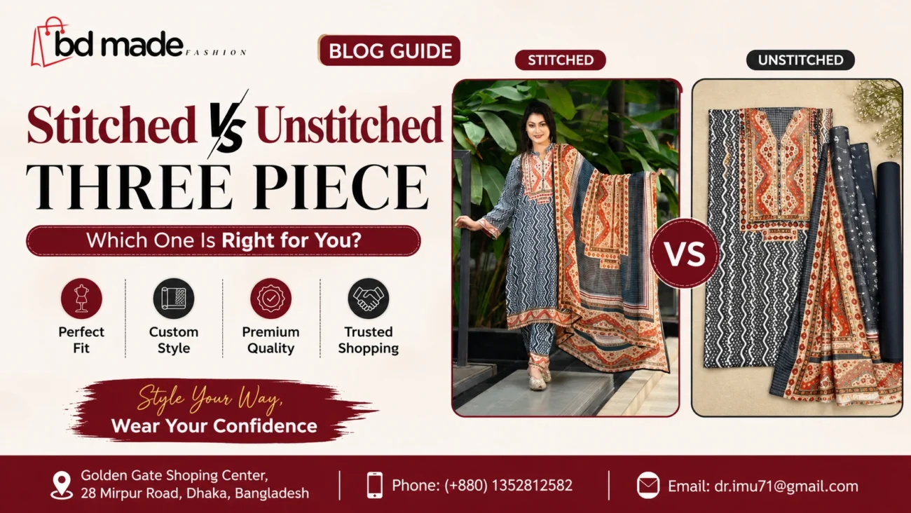 stitched three piece bangladesh