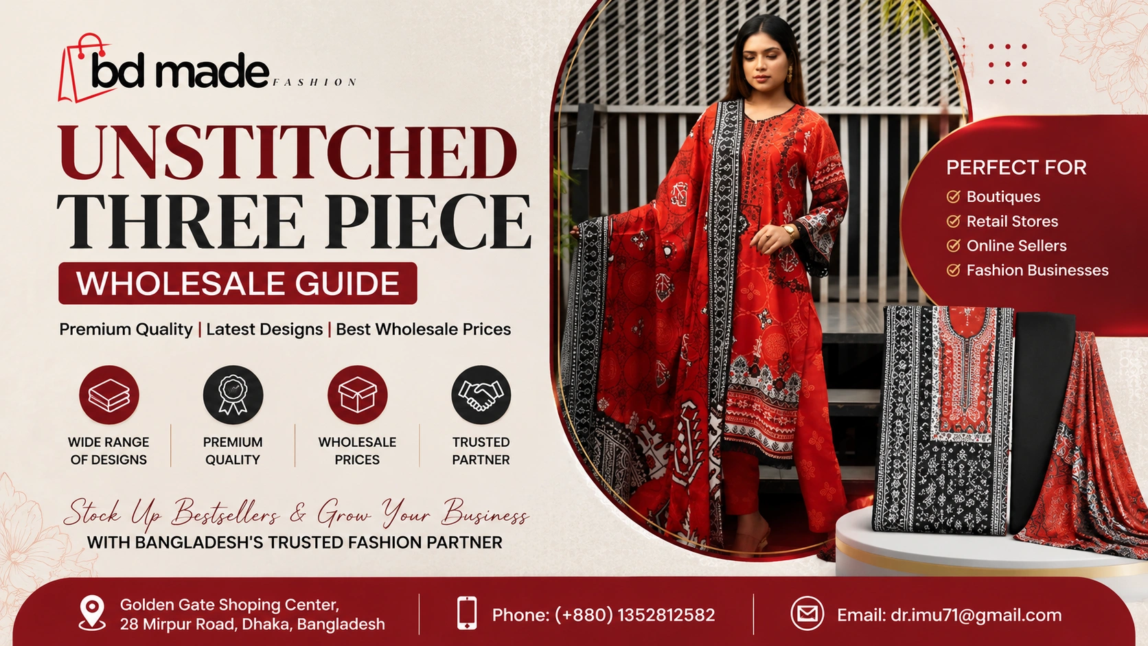 unstitched three piece bangladesh